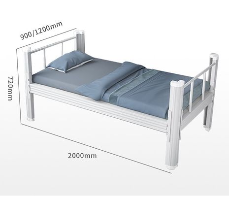 स्वनिर्धारित होम फर्नीचर H720mm मेटल सिंगल बेड हैवी ड्यूटी सिंगल स्टील बेड